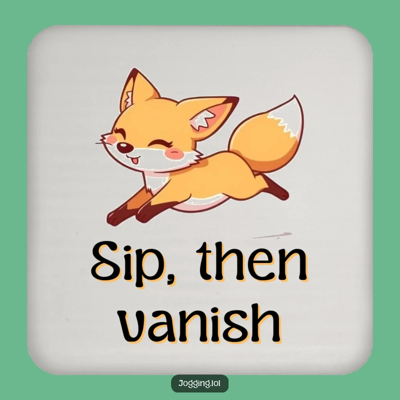 Funny Cheerful Fox Drink Coaster - Protect Surfaces with Fast Moving Foxy Style Gift