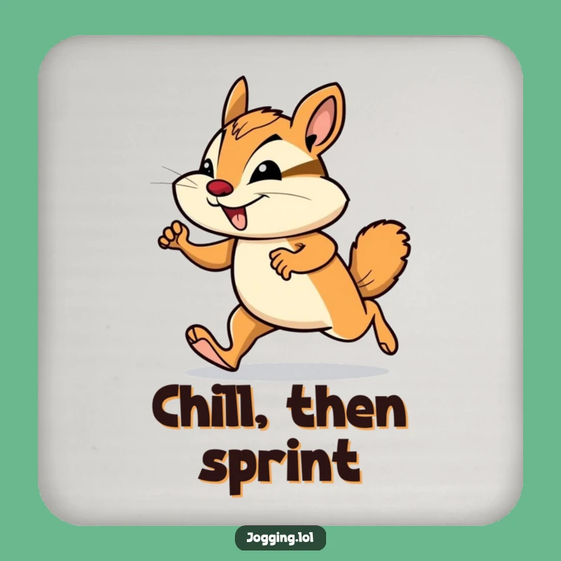 Funny Chipmunk Jogging Coaster: Protect Surfaces with Hilarious Style!