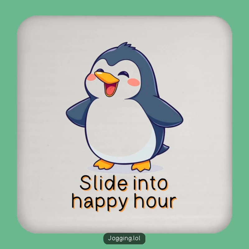 Funny Penguin Sliding Coaster Set - Protect Surfaces with Character Humor