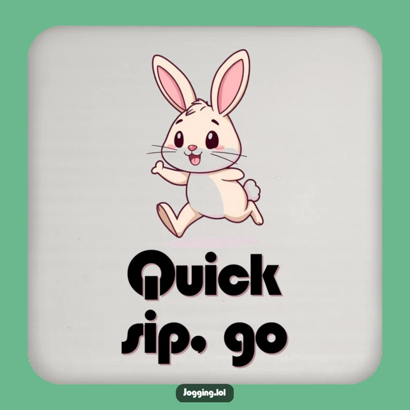 Funny Rabbit Jogging Drink Coaster: Cheerful Hare Runner Set for Table Protection