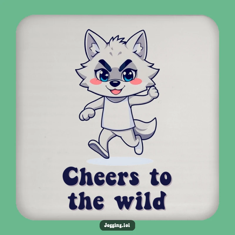 Funny Wolf Jogger Coasters: Confident Strides for Hilarious Table Protection!