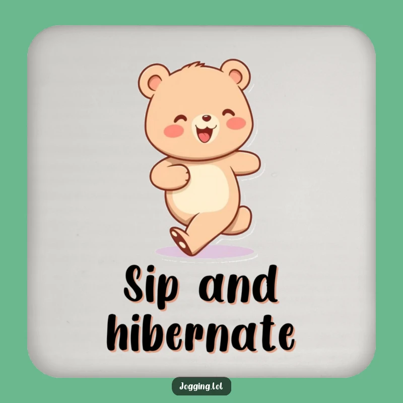 Funny Jogging Bear Coaster: Protect Surfaces with Cheerful Steps!