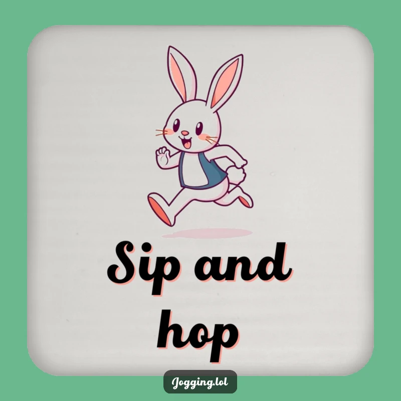 Funny Rabbit Jogger Coaster Set: Cheerful Hare Drink Protection Gift