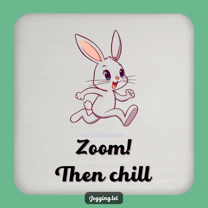 Funny Bunny Sprint Coaster: Determined Hare's No-Slip Grip, Fun Gift!