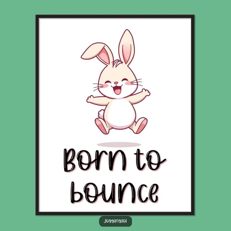 Funny Rabbit Jogging Poster - Comical Floppy Ears Wall Art Gift