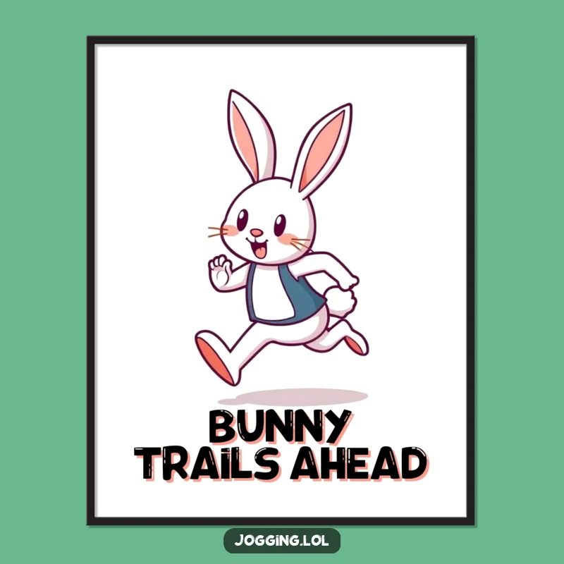 Funny Rabbit Jogger Poster: Energetic Hare Wall Art, Unique Gift