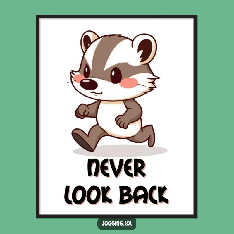 Funny Badger Jogger Poster: Determined Badger Uphill Motivational Wall Art