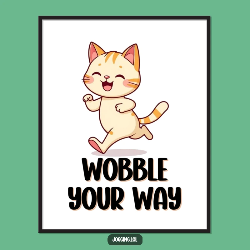 Funny Cat Jogging Poster: Whimsical Wall Art for a Playful and Humorous Space