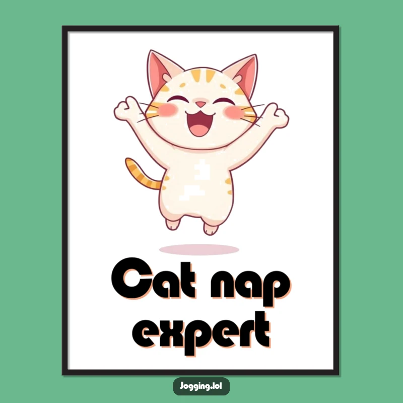 Funny Cat Poster - Joyful Leaper's Wall Art for Lively Gifts