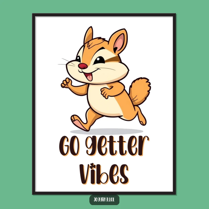 Funny Chipmunk Jogging Poster: Brighten Your Space with This Hilarious Art!