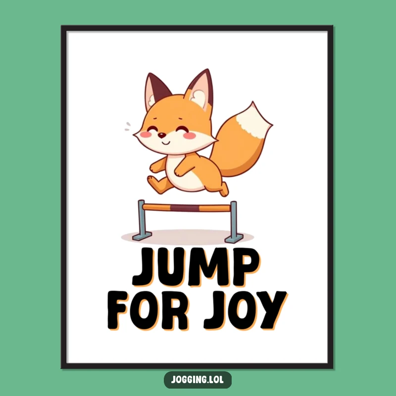 Funny Fox Leap Poster: Playful Art, Joyful Wall Decor Gift!