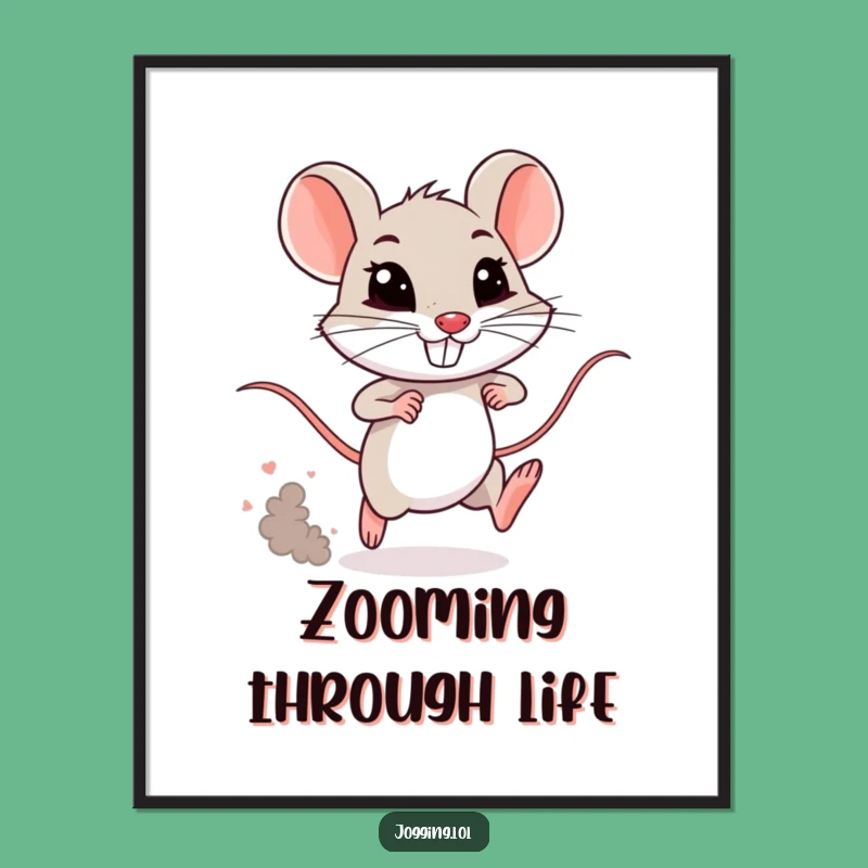 Funny Mouse Sprinting Poster: Hilarious Tiny Rodent Wall Art Gift
