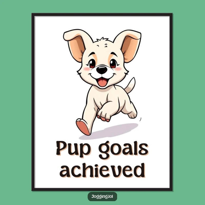 Funny Puppy Jogging Poster: Vibrant Wall Art for a Cheerful, Dog-Themed Space