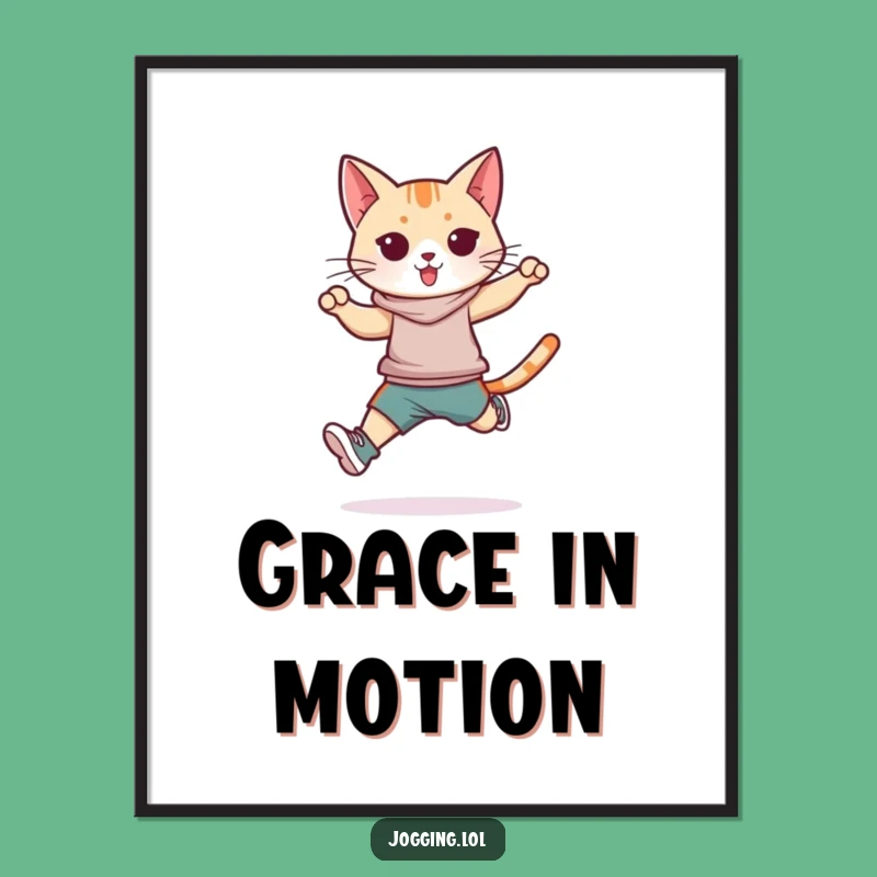 Funny Athletic Cat Poster - Dynamic Feline Art Print for Sporty Spaces Gift