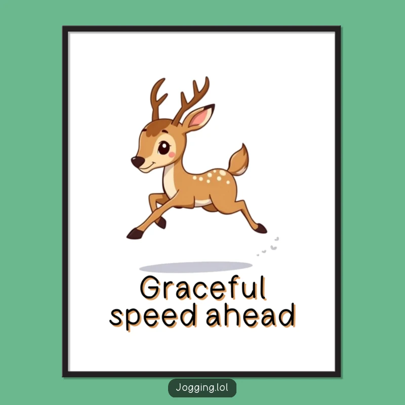 Funny Deer Jogger Poster: Graceful Leaps, Hilarious Art for Your Wall!