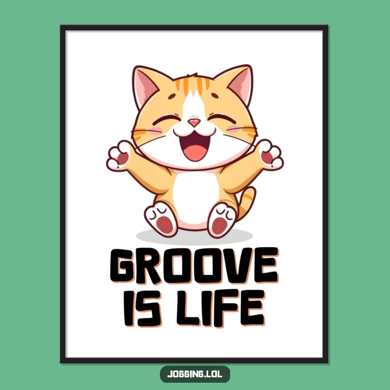 Funny Cat Dancer Poster - Joyful Pumping Paws Art Print Gift