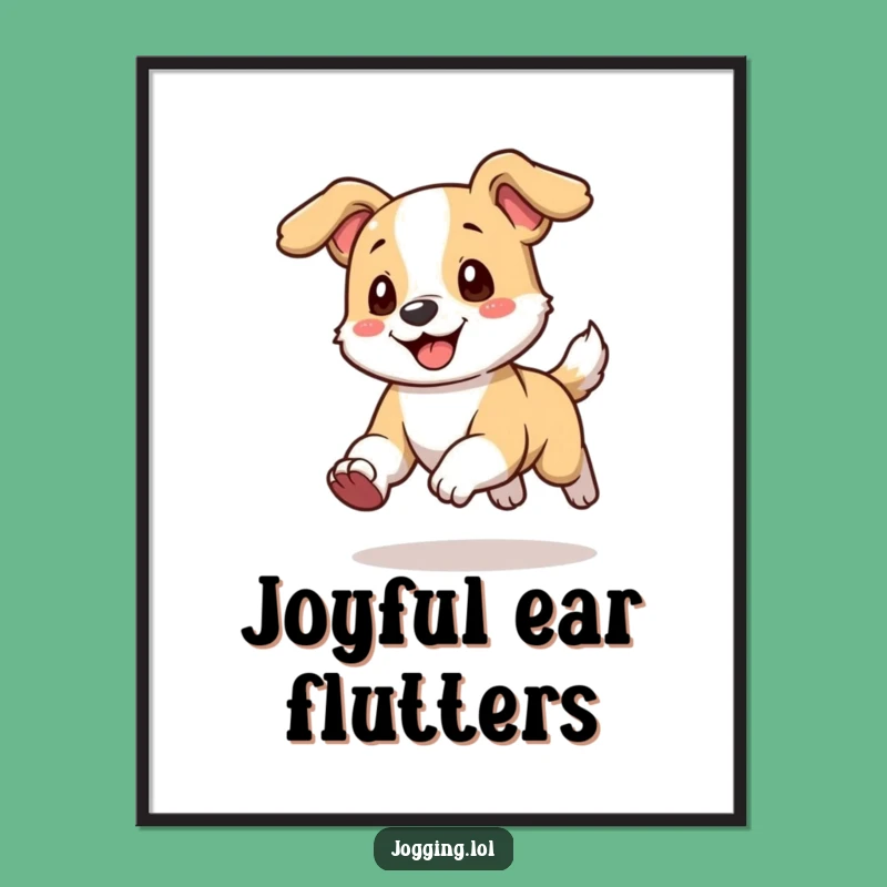 Funny Dog Ears Poster - Playful Runner Cartoon Art Gift