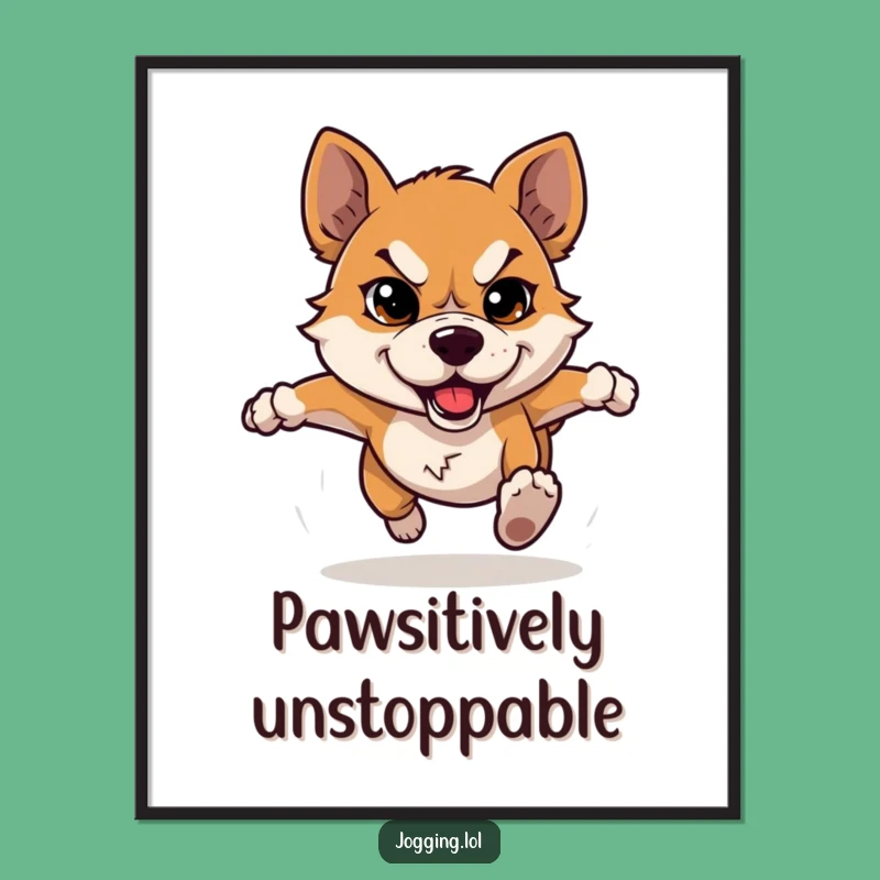 Funny Determined Dog Poster: Motivational Art for a Humorous & Driven Space