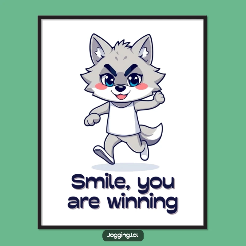 Funny Wolf Jogger Poster: Confident Strides for Hilarious Wall Art!