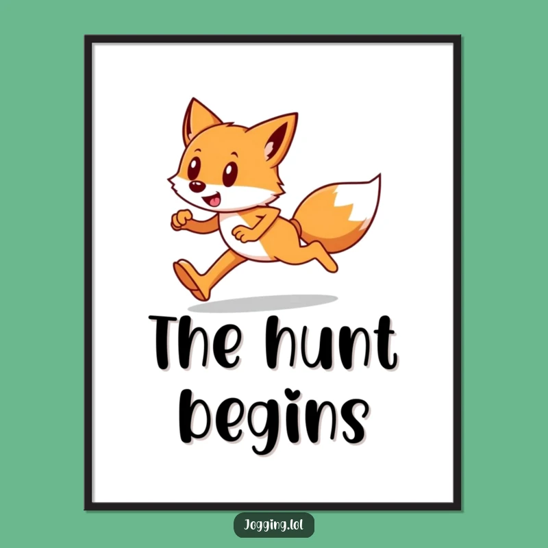 Funny Fox Runner Poster: Determined Vixen Wall Art, Unique Gift