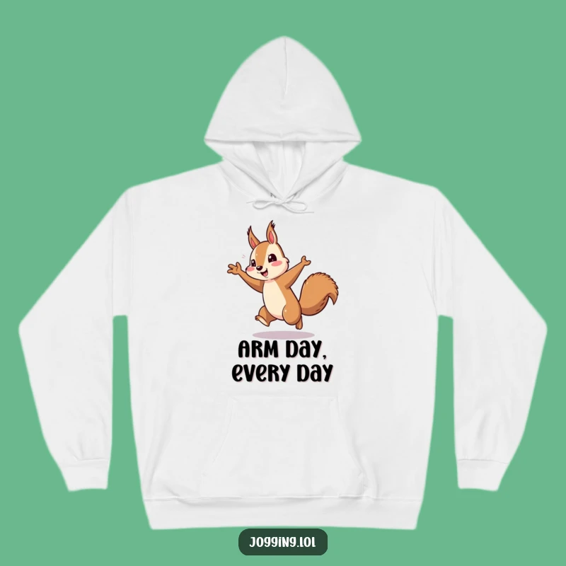 Funny Squirrel Running Hoodie - Cozy Energetic Arm Pumping Comfort Wear Gift