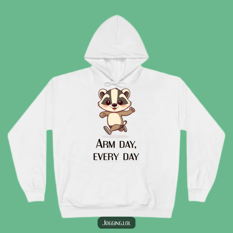 Funny Badger Jogger Hoodie: Pumping Arms in Hilarious Comfy Warmth!