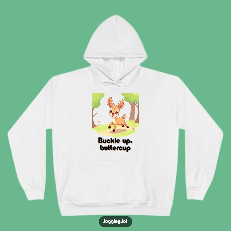 Funny Smiling Deer Hoodie - Cozy Eager Journey and Humor Gift