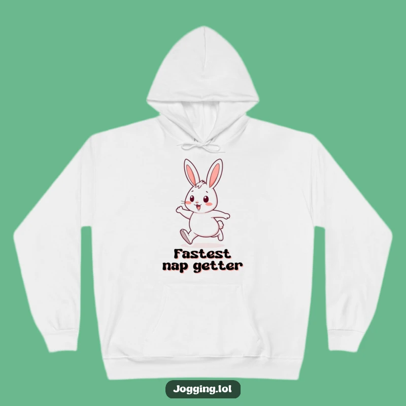 Funny Rabbit Jogger Hoodie - Cheerful Energetic Strides Sweatshirt Gift