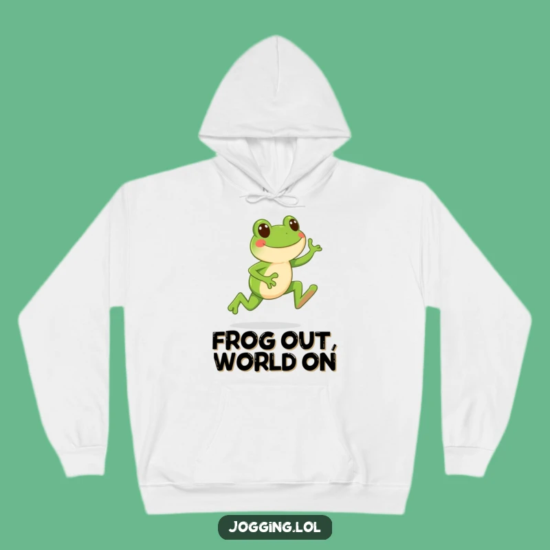 Funny Frog Jogging Hoodie: Cozy Comfort with Happy Leaping Strides!