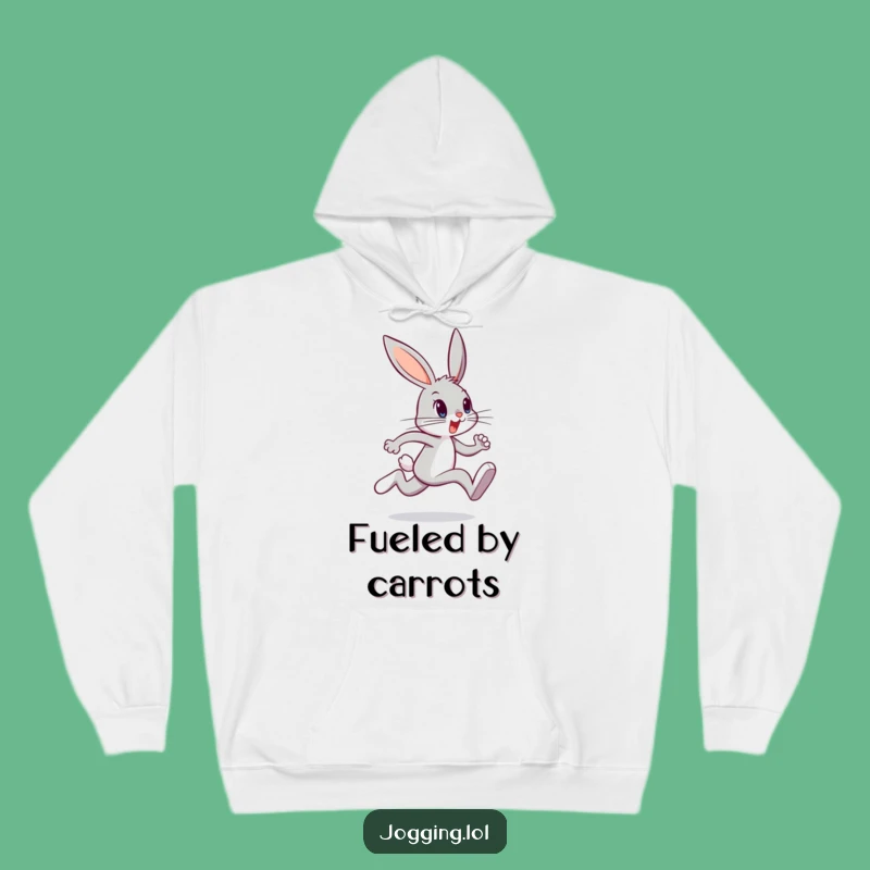 Funny Bunny Sprint Hoodie: Cozy Hare's Determined Dash, Warm Funny Gift!
