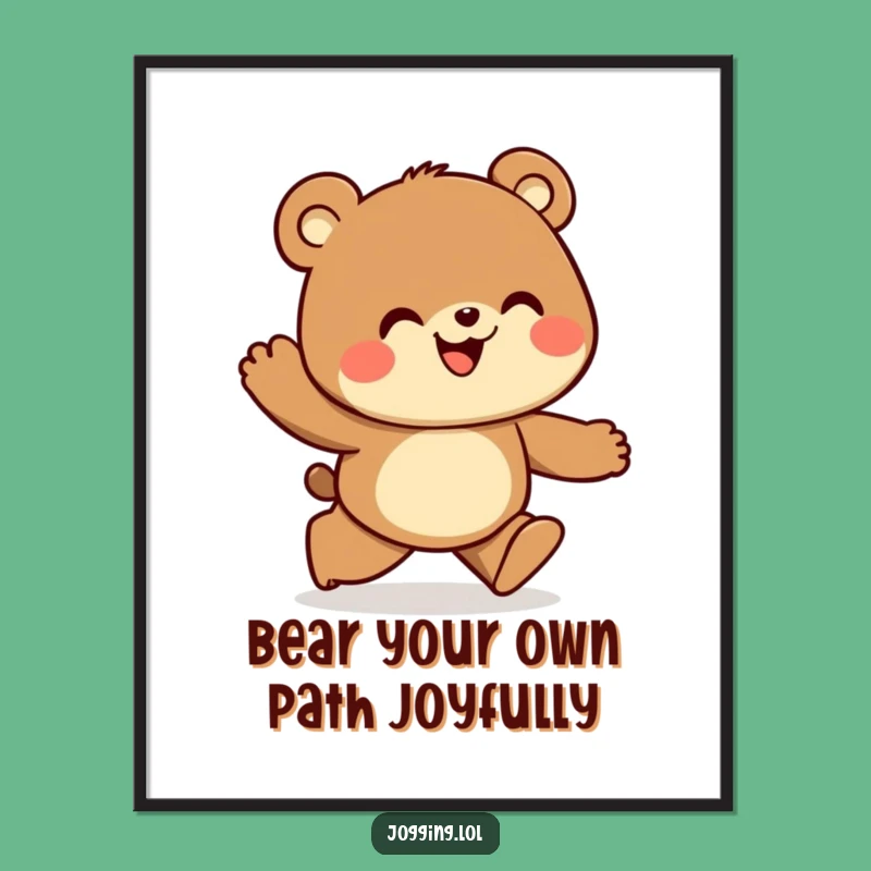 Funny Free Printable Wall Art: Joyful Bear Jogger, Happy Decor!