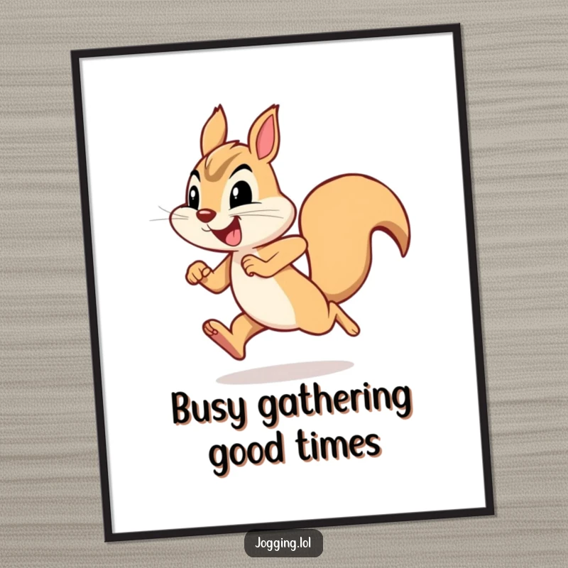 Funny Free Printable Wall Art showcasing a joyful squirrel sprinting with great energy and determination, perfect for adding character.