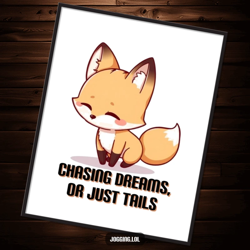 Funny Free Printable Wall Art: A winking fox playfully chasing its own shadow, adding a mischievous vibe.