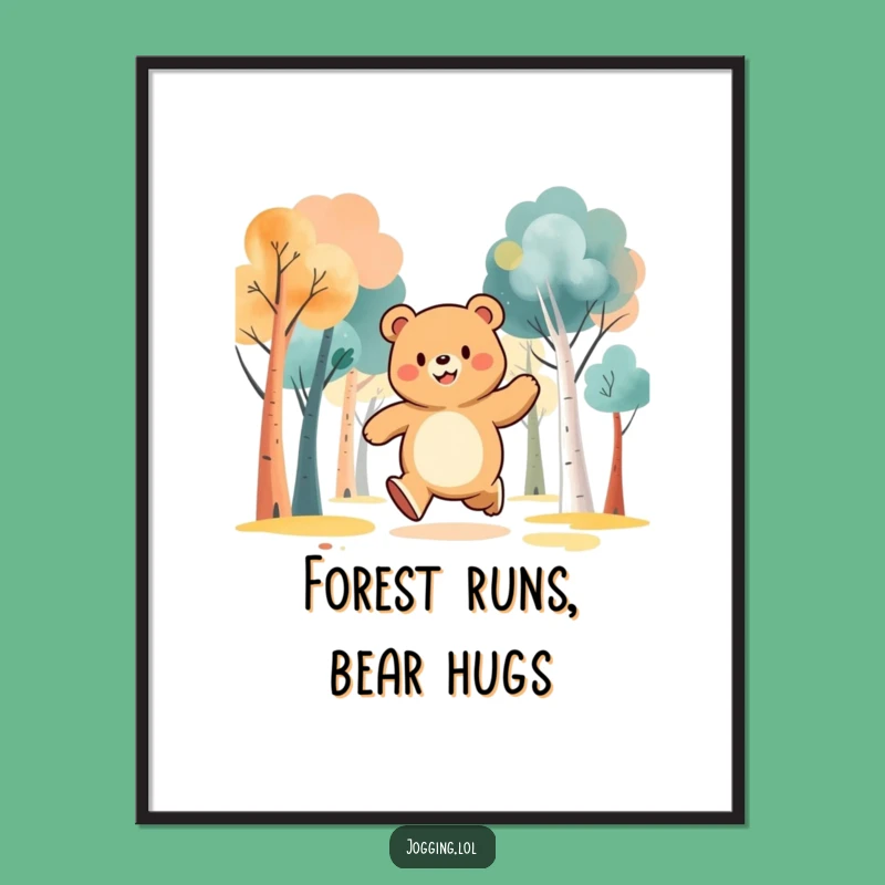 Free Printable Wall Art: Jubilant Bear Jogger, Downloadable Nature Joy!
