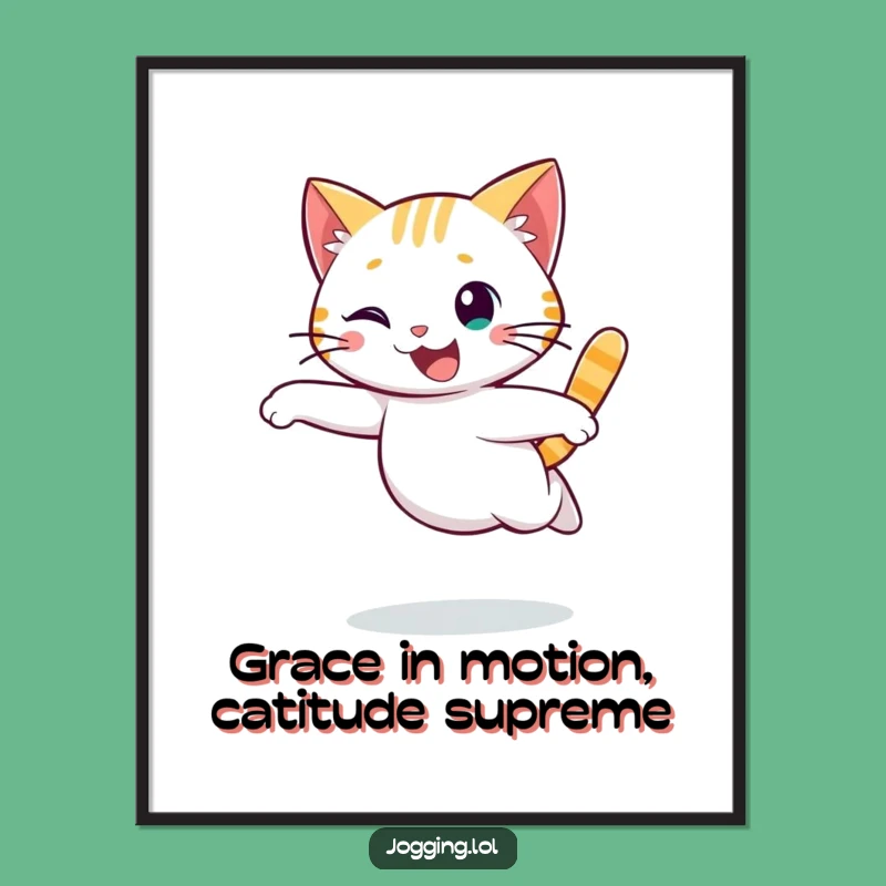 Free Printable Cat Wall Art: Graceful Running Cat Art for Your Space
