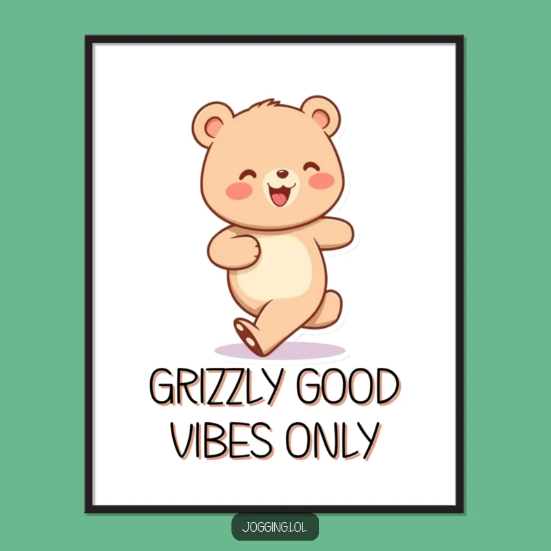 Free Printable Cheerful Bear Jogging Wall Art - Funny Downloadable Decor
