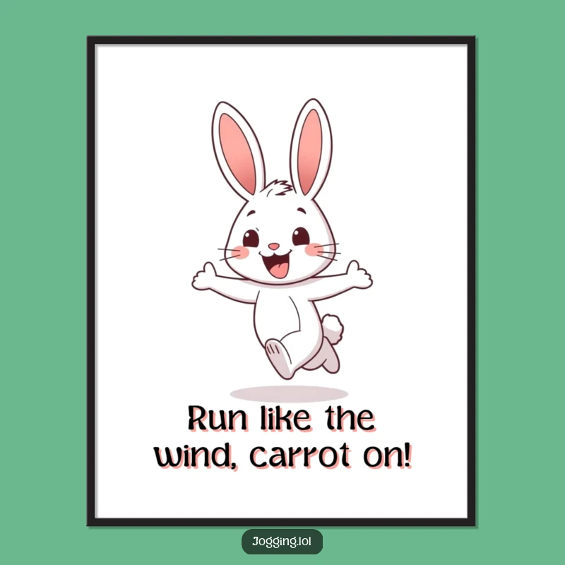 Free Printable Rabbit Art: Joyful Jogging Rabbit Character Printable Wall Art for Whimsy