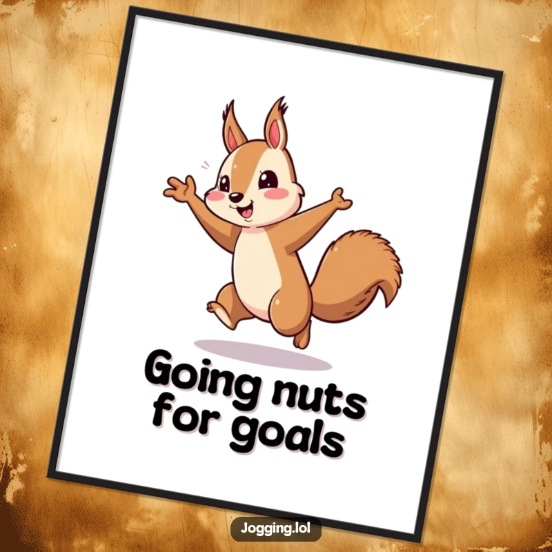 Funny Free Printable Wall Art: An animated squirrel running at top speed, pumping its arms like a champion.