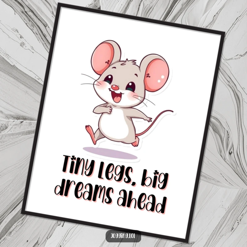 Funny Free Printable Wall Art showing a joyful mouse with tiny legs blurring as it speeds along, adding a fun dynamic to decor.