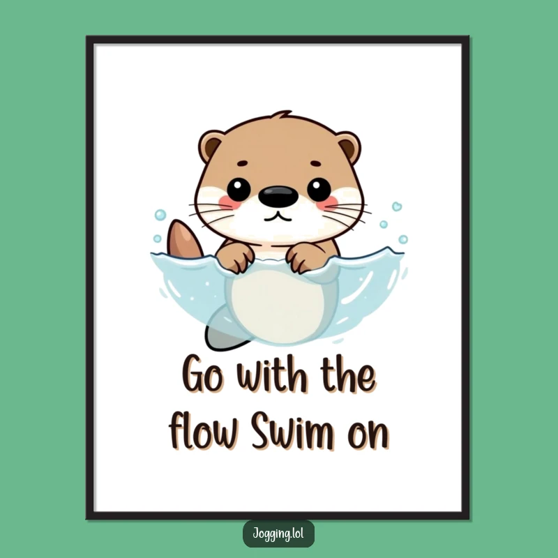 Free Printable Wall Art: Swimming Otter Power, Dynamic Downloadable Decor for Aquatic Lovers