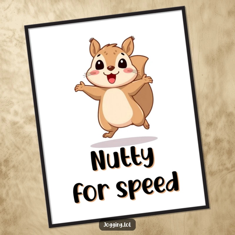 Funny Free Printable Wall Art of a cheerful squirrel bouncing rhythmically, tiny legs a blur, bringing lively energy.