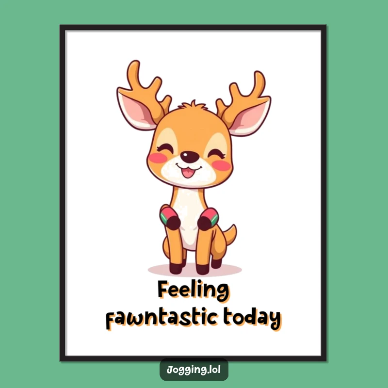 Funny Free Printable Wall Art: Fit Deer Jogging Humorous Downloadable Art