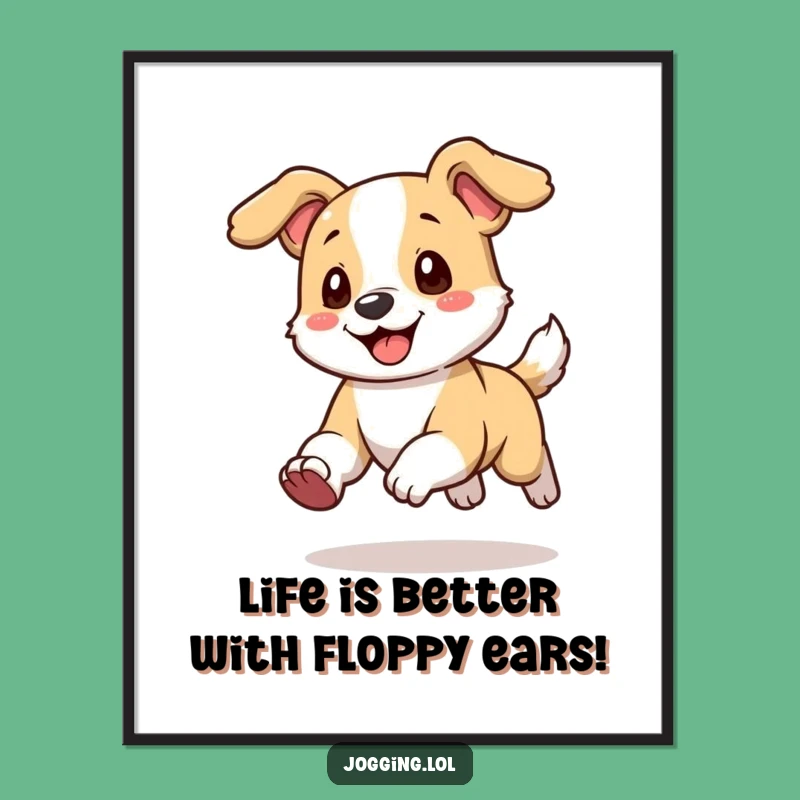 Funny Free Printable Wall Art: Happy Dog Run! Humorous Downloadable Decor for a Cheerful Home.