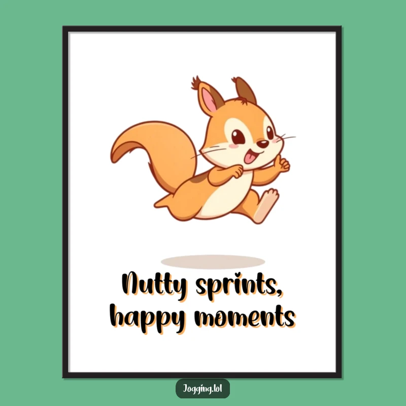 Funny Free Printable Wall Art: Playful Squirrel Sprinter, Energetic Decor!