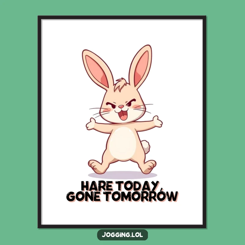 Free Printable Wall Art: Energetic Bunny Art Downloadable Fun Gift