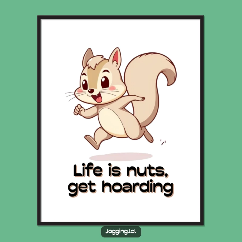 Funny Free Printable Wall Art: Bounding Squirrel, Humorous Downloadable Decor