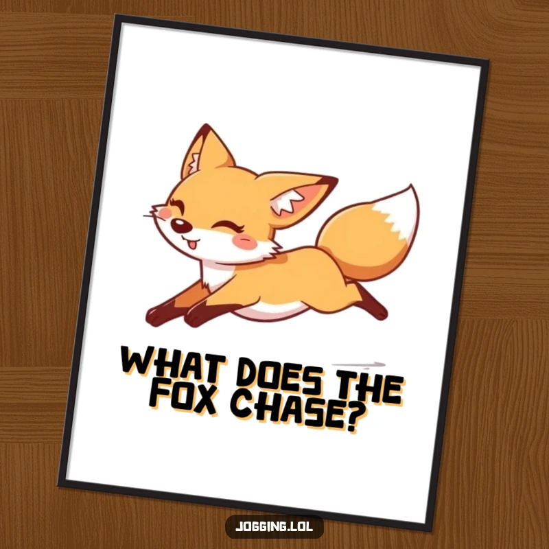 Funny Free Printable Wall Art: A cheerful fox in a swift leap, legs tucked elegantly, adding dynamism to your wall.