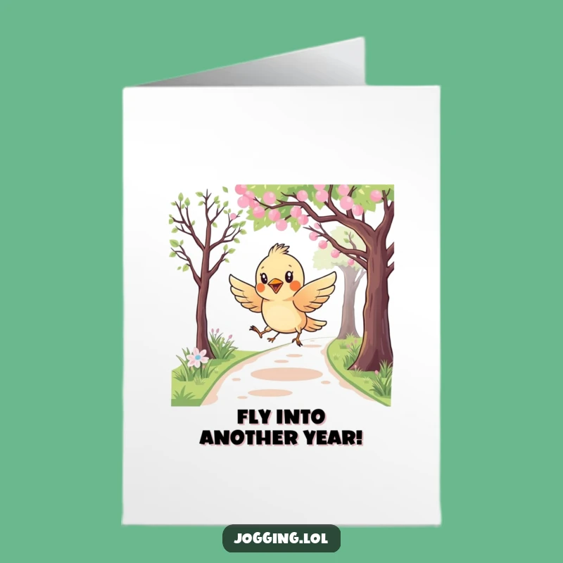 Free Printable Birthday Card: Bird Swooping Fun, Whimsical Downloadable Gift for Her