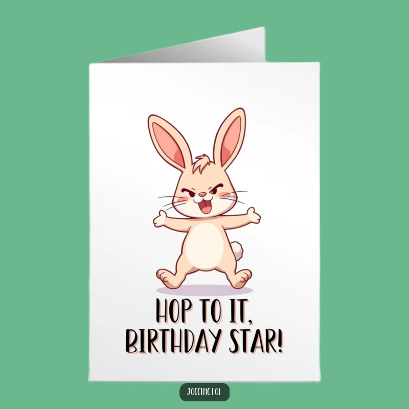 Free Printable Birthday Card: Bunny Rabbit Running Fun Downloadable Gift