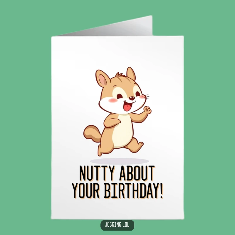 Free Printable Birthday Card: Energetic Squirrel Jogging Funny Downloadable Gift